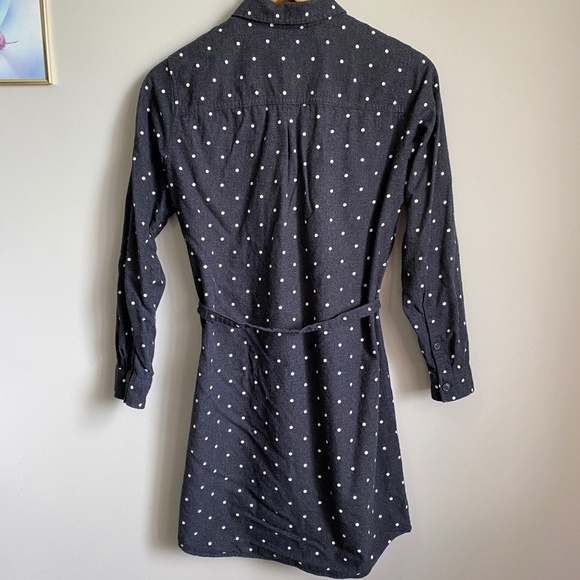 Eddie Bauer Women's Charcoal Polka Dot Long Sleeve Polo V-neck Mini Dress Size 6 - Picture 6 of 14